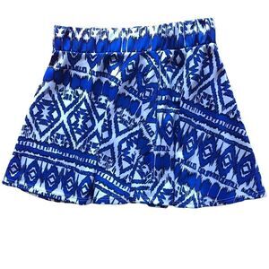 Sayany Thing Blue & White Geometric Printed Flare Skirt